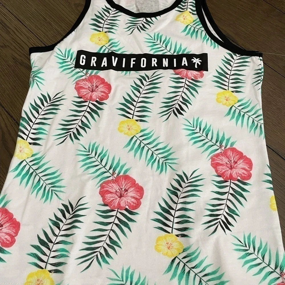 GRAVIFORNIA BOGO 🌸🌼 Hibiscus 🌺 Ringer Tank top - Picture 3 of 8